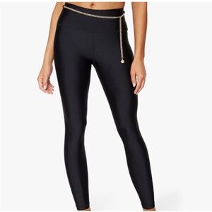 WeWoreWhat | High Rise Chain Leggings Metallic Nylon Black Gold Small NWT